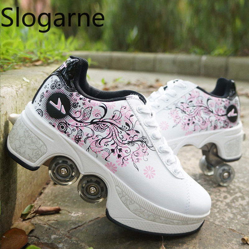 Men Shoes Casual - Women 4 Wheels Deformation Roller Skates