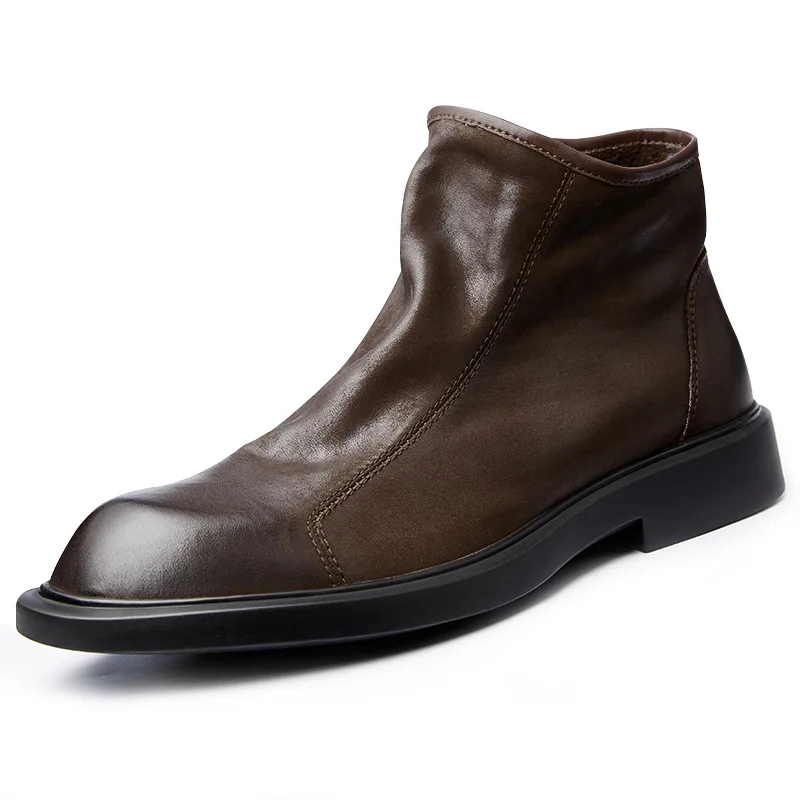 Men Shoes For Wedding - Warm Mens Genuine Leather Boots Retro