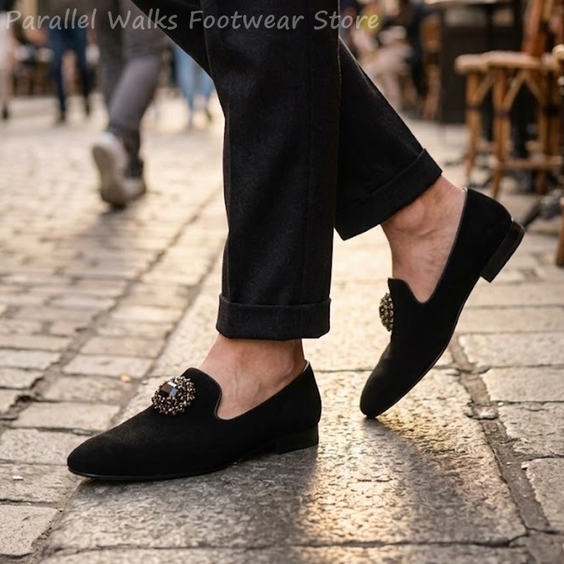 Men Suede Loafers Rhinestone C - Men Shoes For Wedding review and price