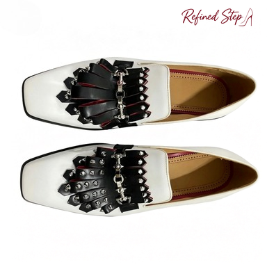 Metal Rivets Black Tassels Whi - Loafer Slip On Men review and price