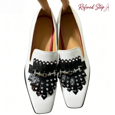 Metal Rivets Black Tassels Whi - Loafer Slip On Men review and price