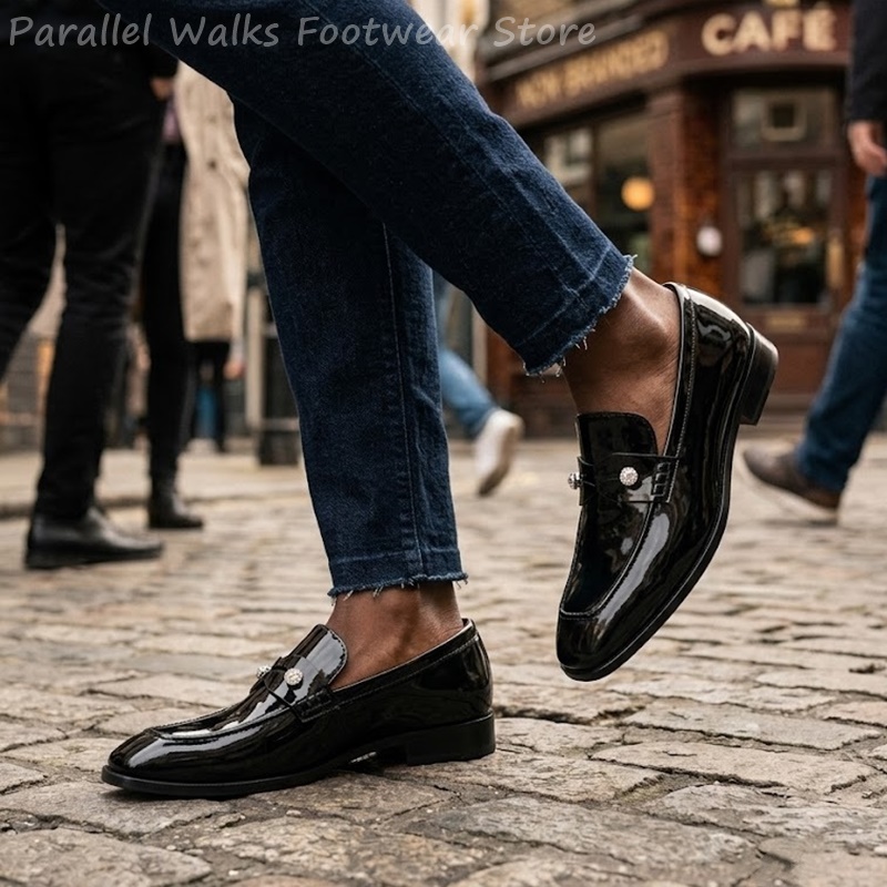 Men Black Patent Faux Suede Rh - Men Shoes For Wedding review and price